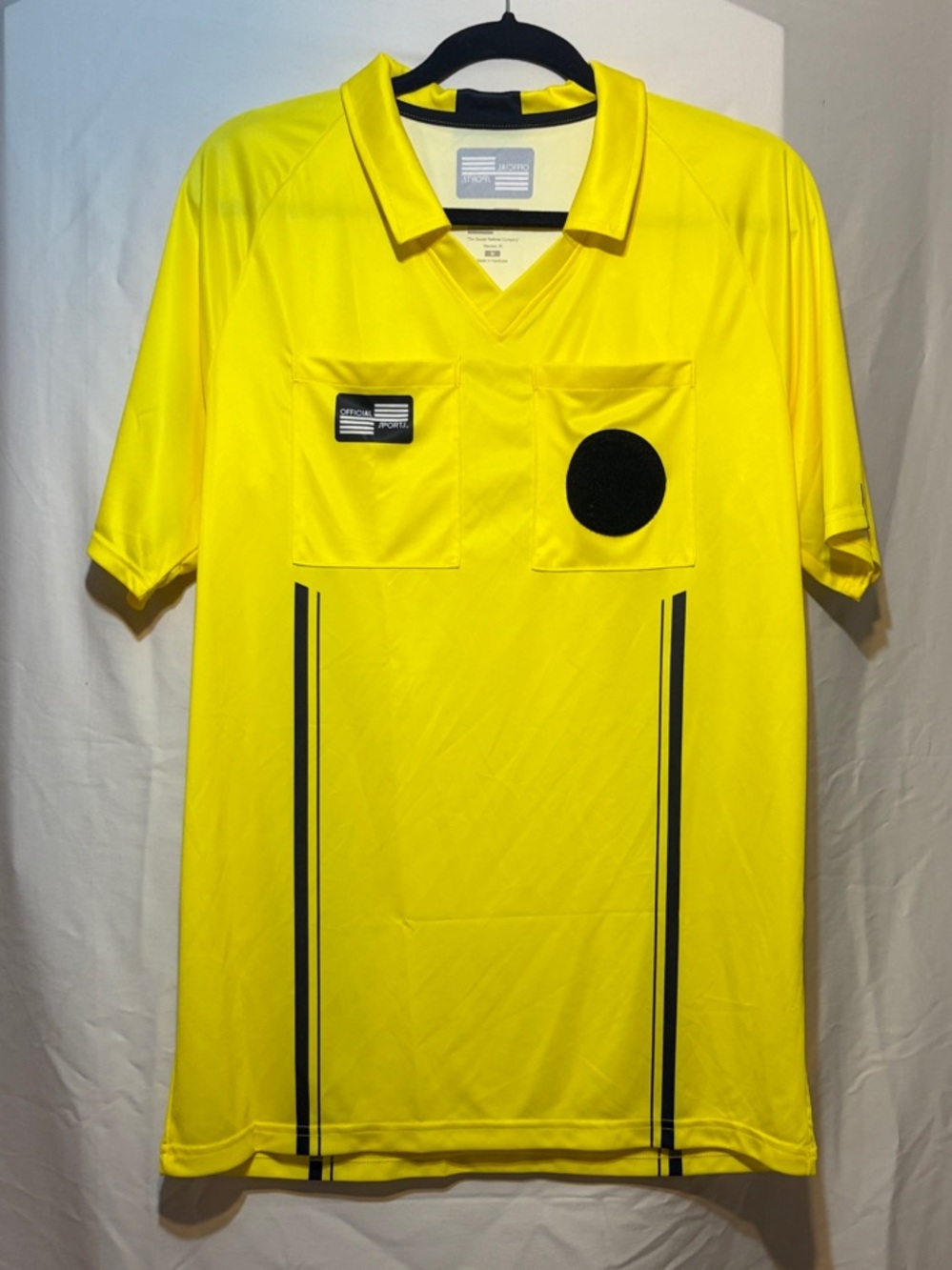 Men's Yellow Official Soccer Referee Polo Jersey with Black Accents